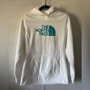 The North Face | White and Teal Hoodie | Size Medium